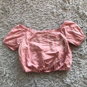 Madewell Off The Shoulder Pink Puffy Sleeve Top